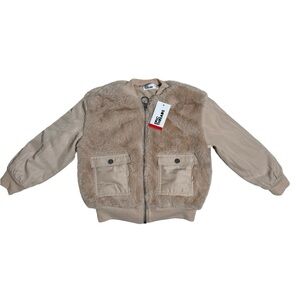 NWT Epic Threads Faux Fur Bomber Jacket in Tan SZ 3T